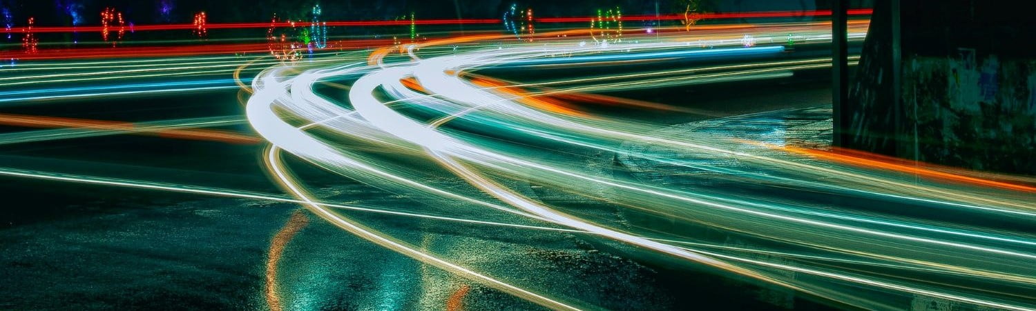 Abstract image of car lights on a road